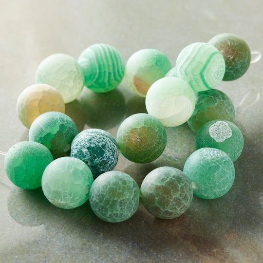 Green Agate Crackle Matte Round Beads, 10mm by Bead Landing™